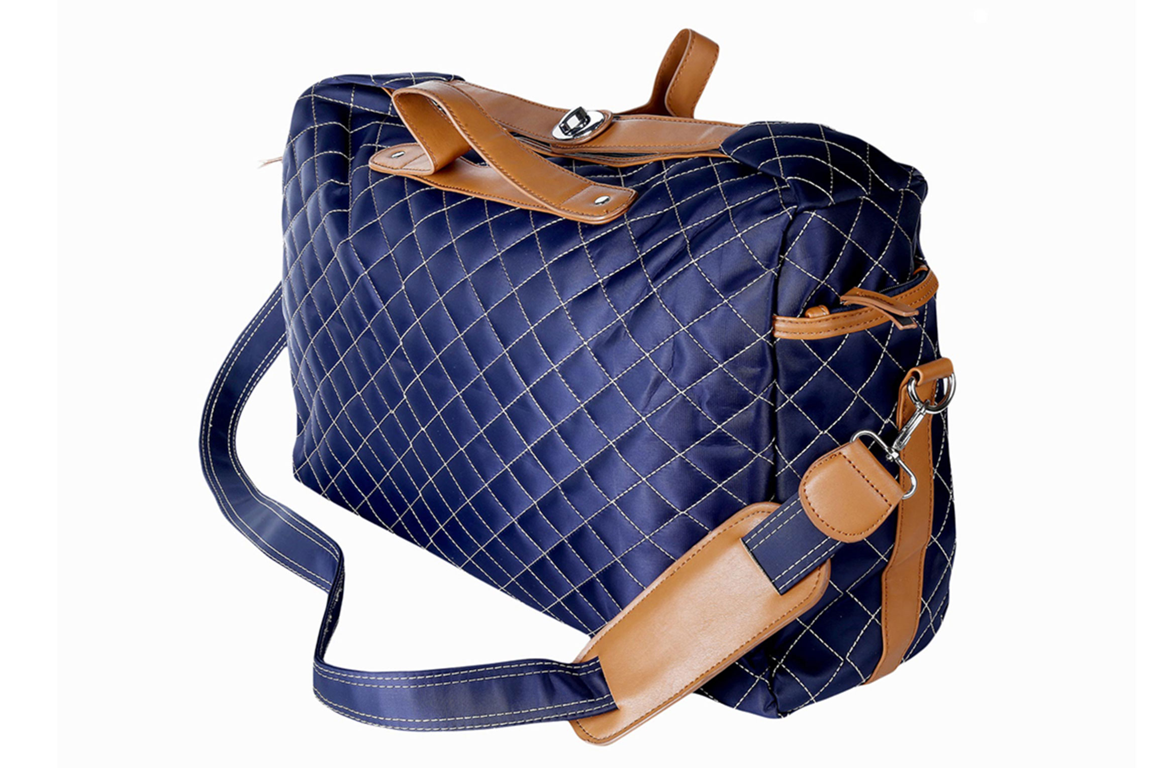 Diamond Patterned Duffle Plaid, Polyester Handbag