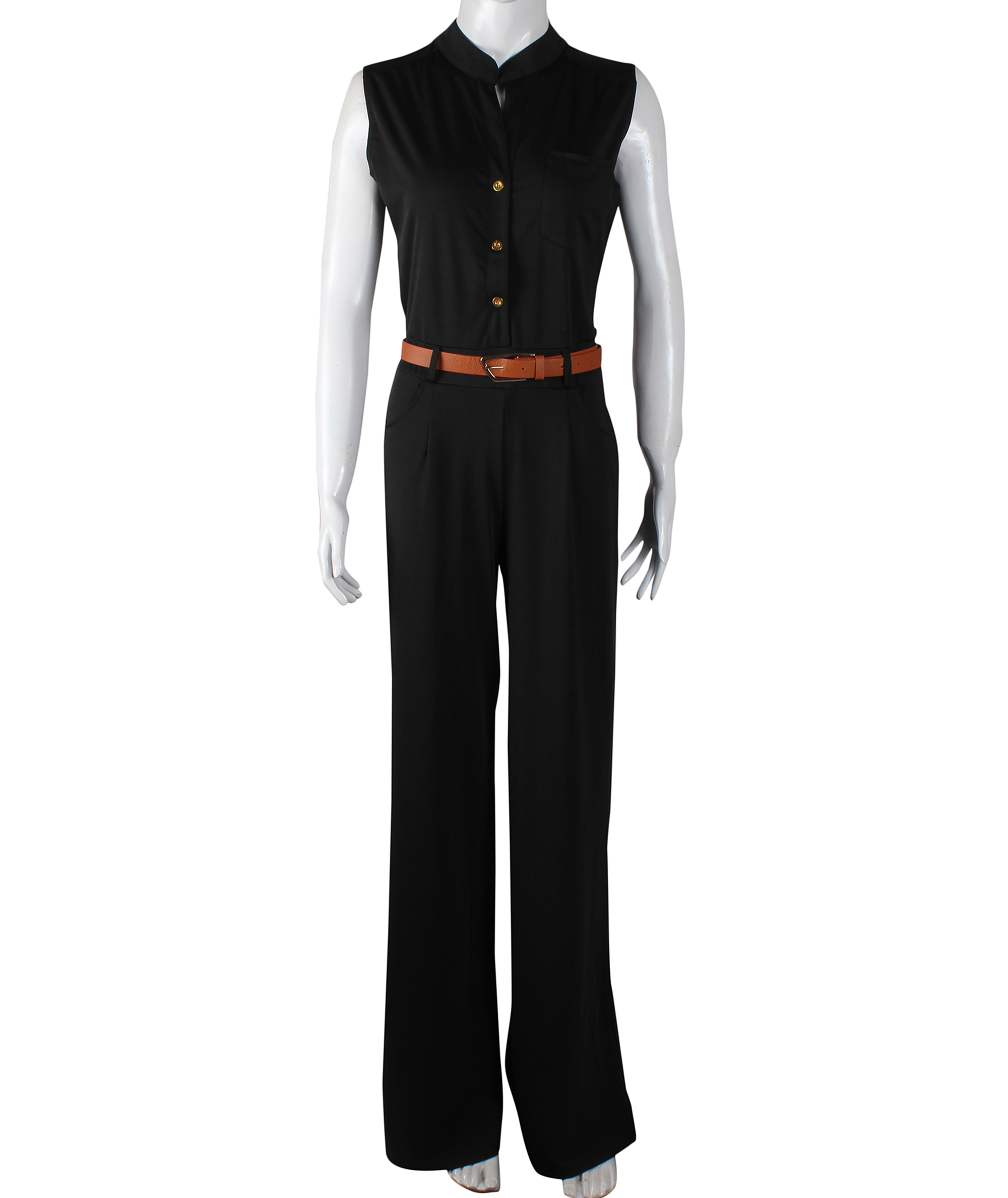 V-neck Jumpsuit With A Belt